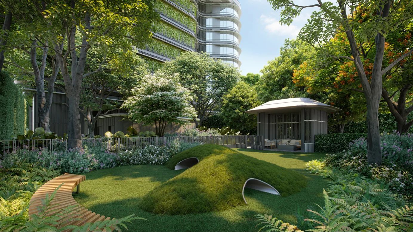 Landscaped garden at The Wireless Residences, rendering