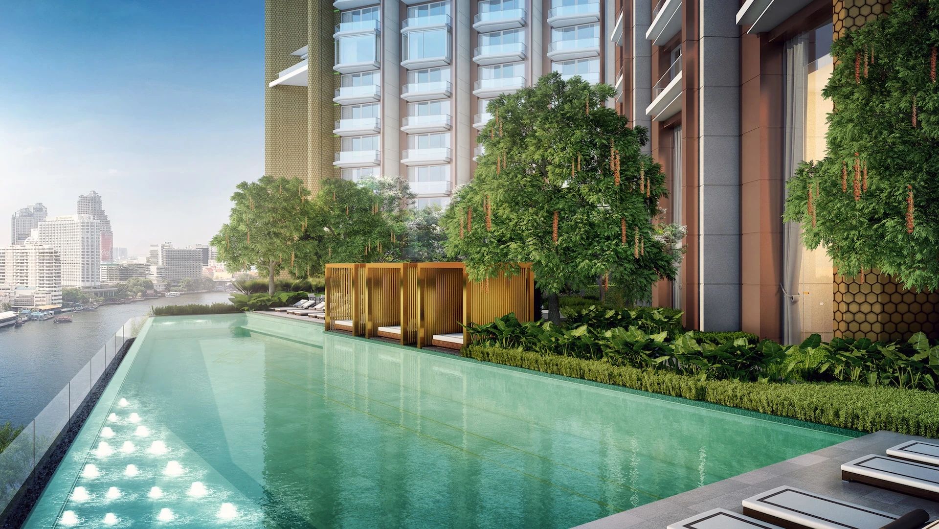 Outdoor infinity pool at Mandarin Oriental Residences Bangkok