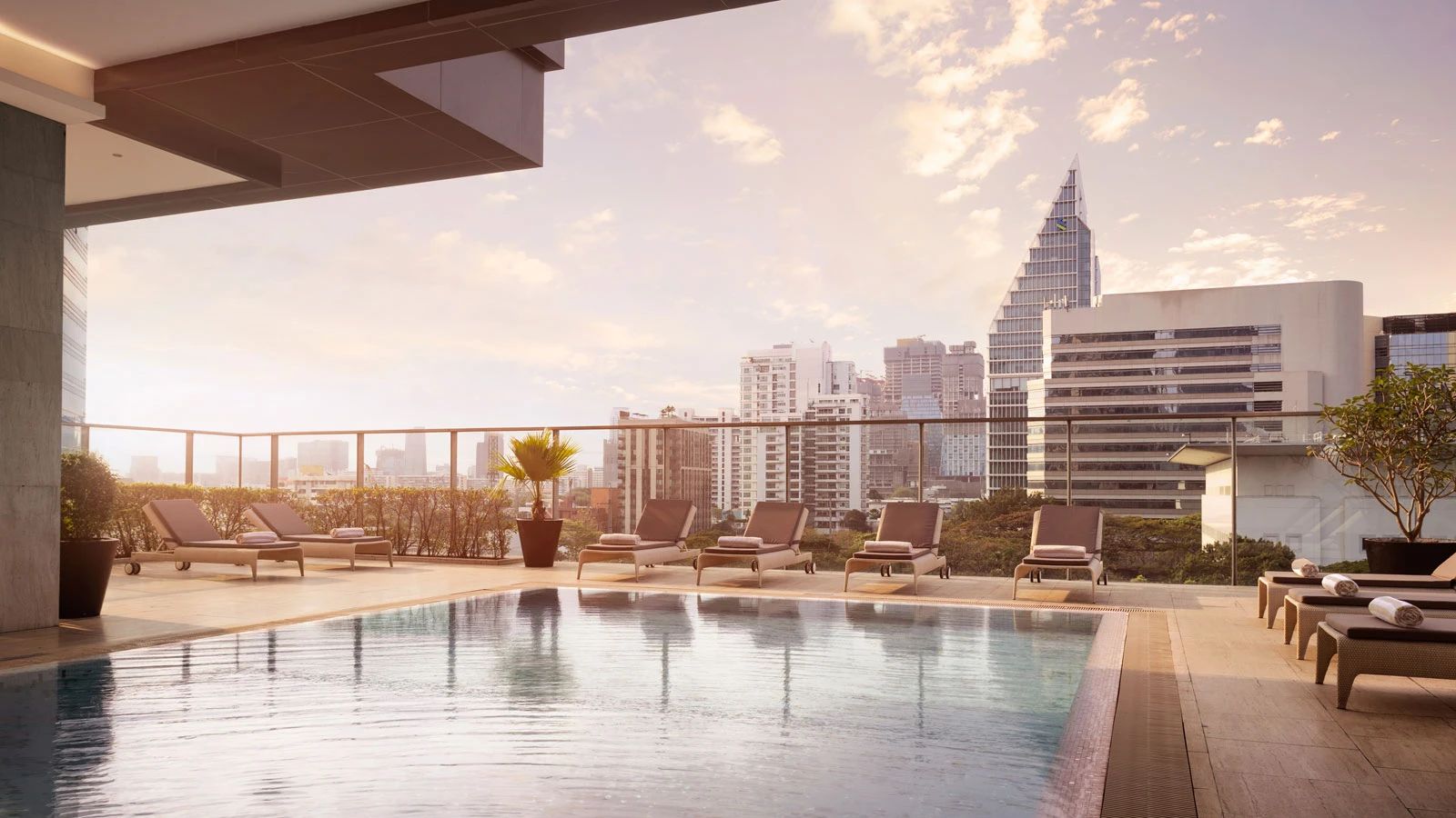 Oriental Residence hotel pool; resident access requires confirmation