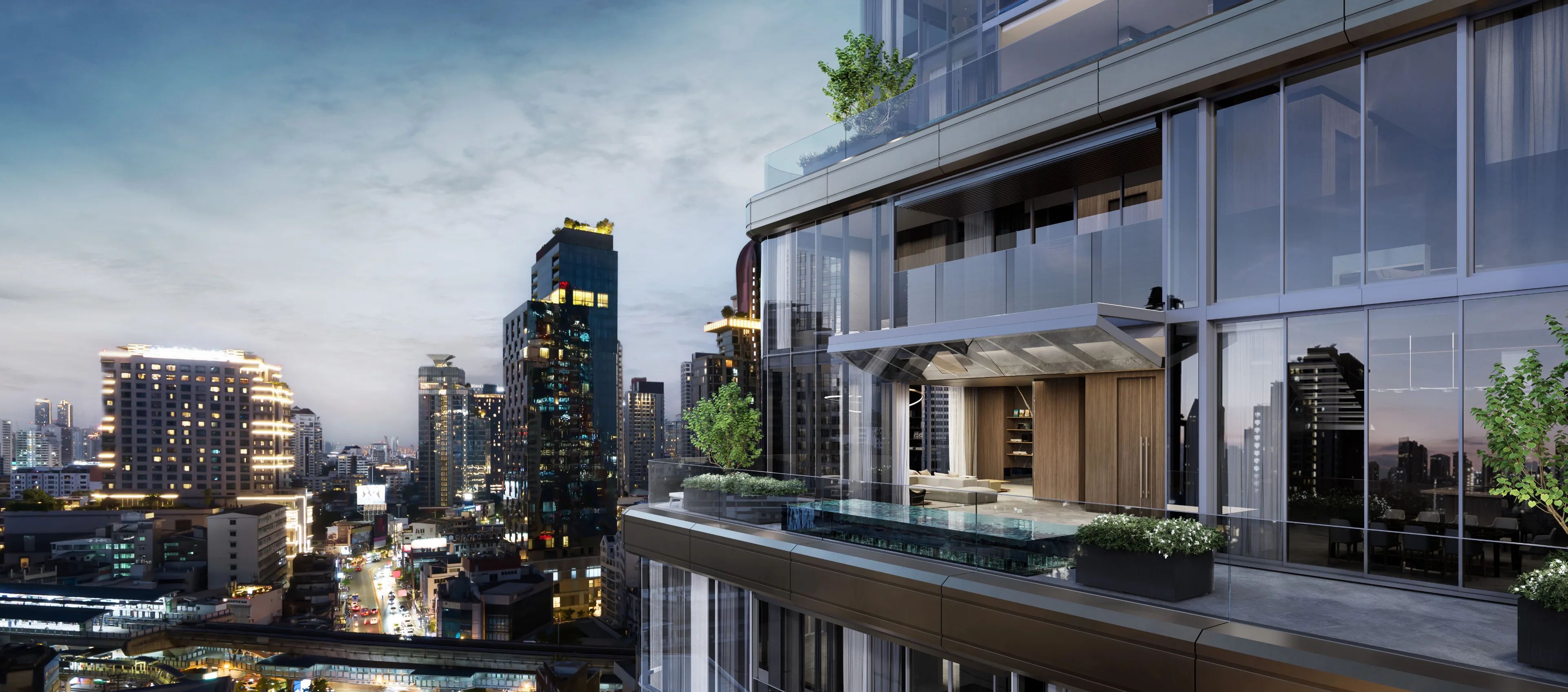 The Bangkok skyline above the Chao Phraya river