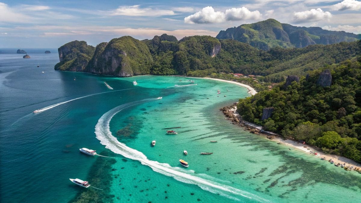 A karst island rising from the Andaman sea