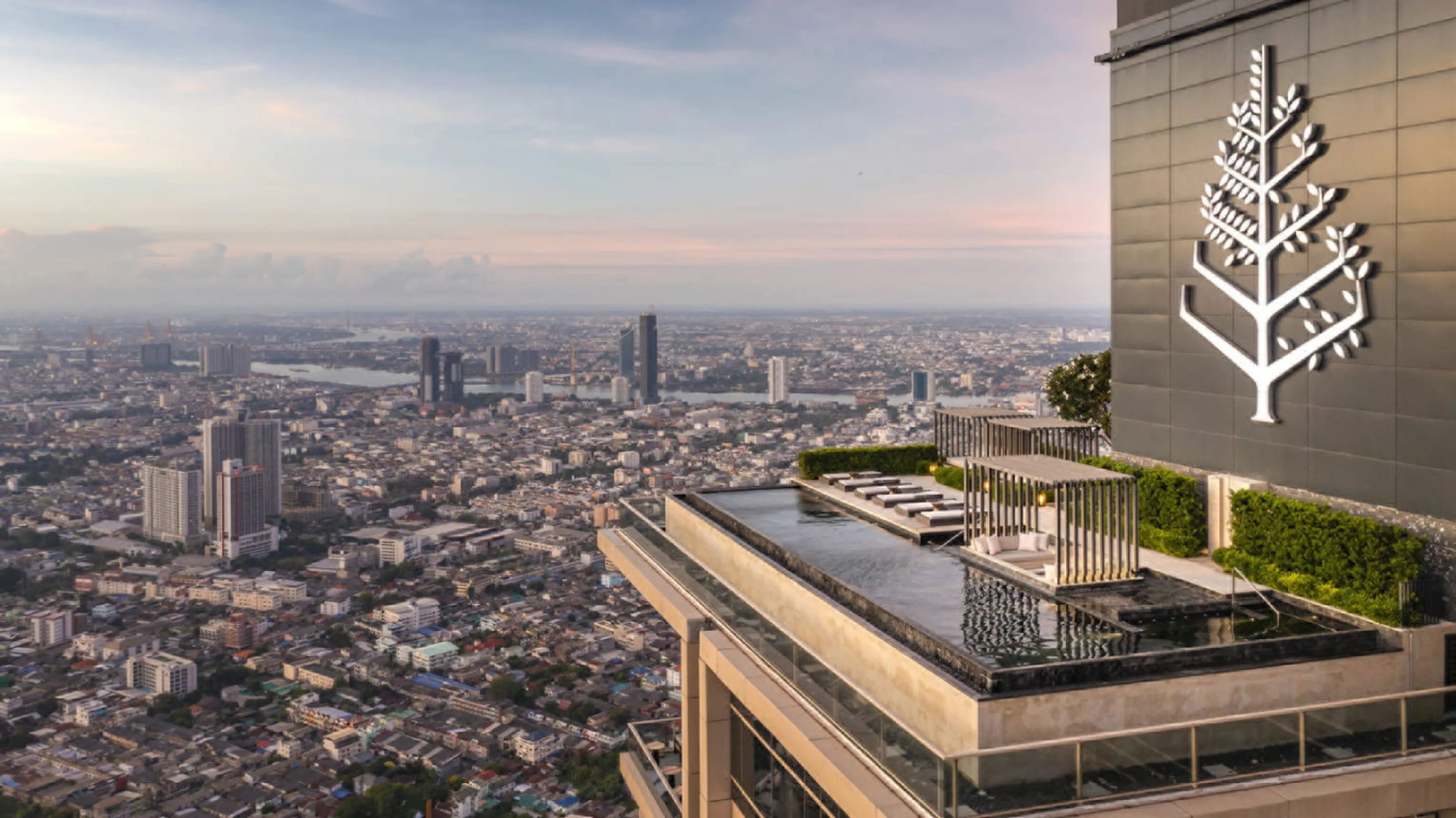 The Bangkok skyline above the Chao Phraya river