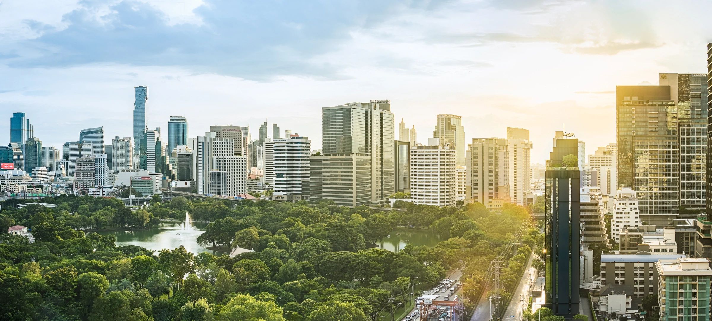 Lumphini Park and Bangkok skyline in Sindhorn Lumpini's official panorama