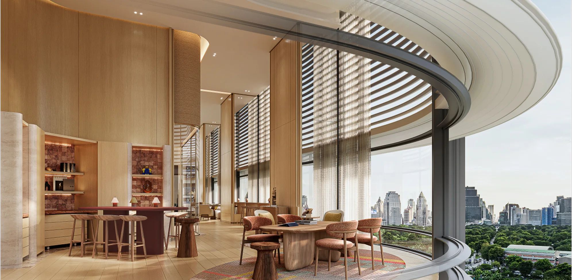 Lounge and dining space at The Wireless Residences, rendering