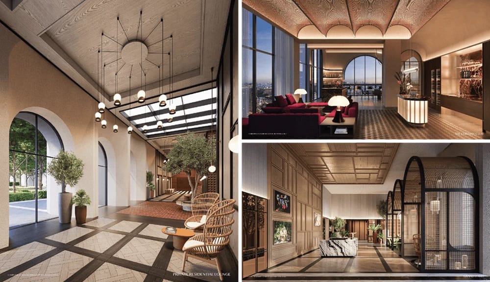 Lobby and lounge design montage, CGI